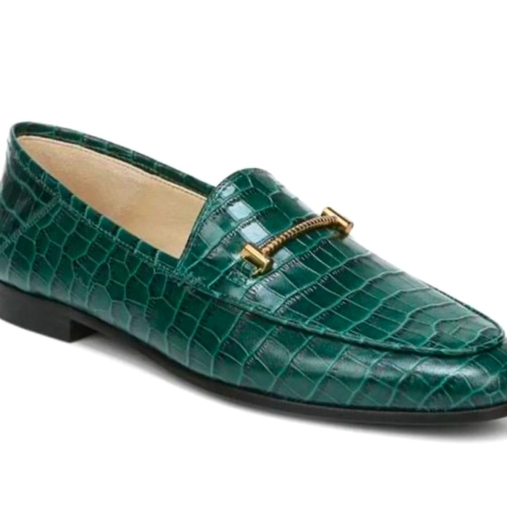 Sam Edelman Lior Loafer - Green Ivy Croc Embossed size 8M